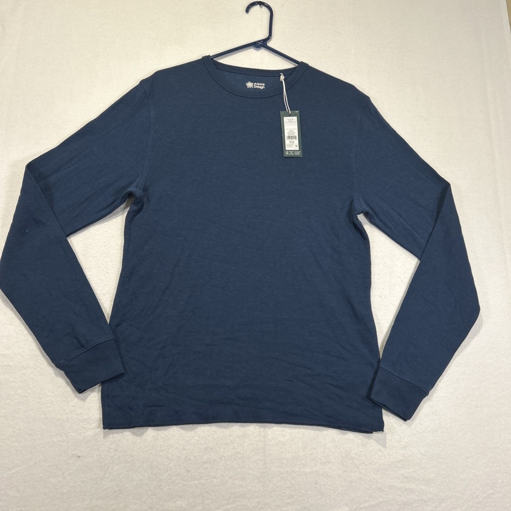 Alpine Design Mens Long Sleeve Duofold Crew Vintage Blue Small ADM24202 Pullover